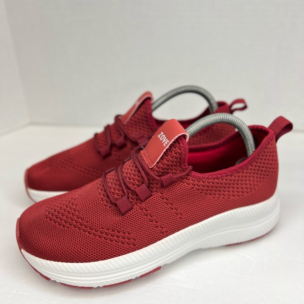 Zove Women’s Minamalist Wide Toe Box Mesh Runners Sz 39/8 Deep Garnet Worn 1X!